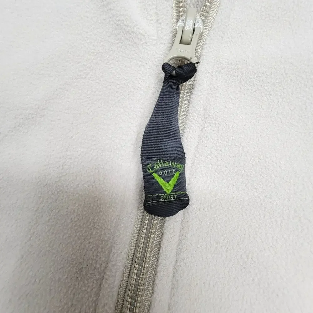 Callaway Golf Jacket Mens XL Beige Micro Combo Fleece Full Zip Windbreaker